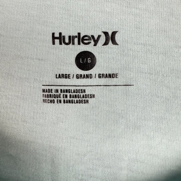 Hurley T-Shirt Mens L Light Blue Graphic Tropical Island Vibes Pineapple Design - Picture 4 of 11